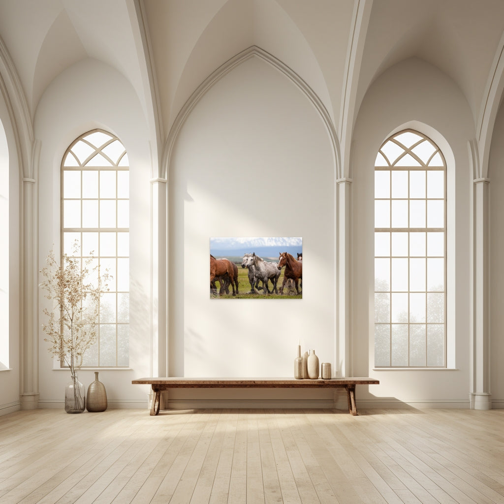 Horses run in a muddy field. Western fine art photography by David Stoecklein.
