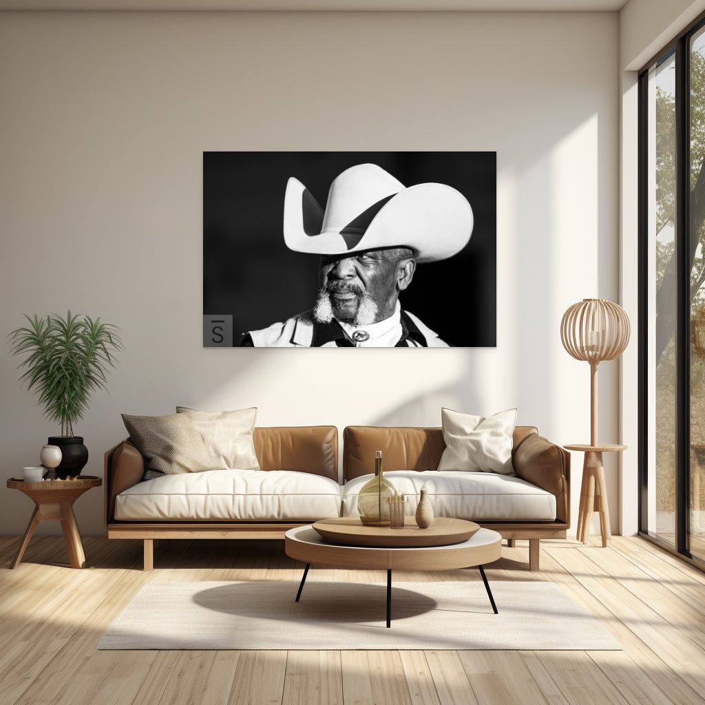 Black and white portrait of Texas Cowboy. Western fine art photography by David Stoecklein.