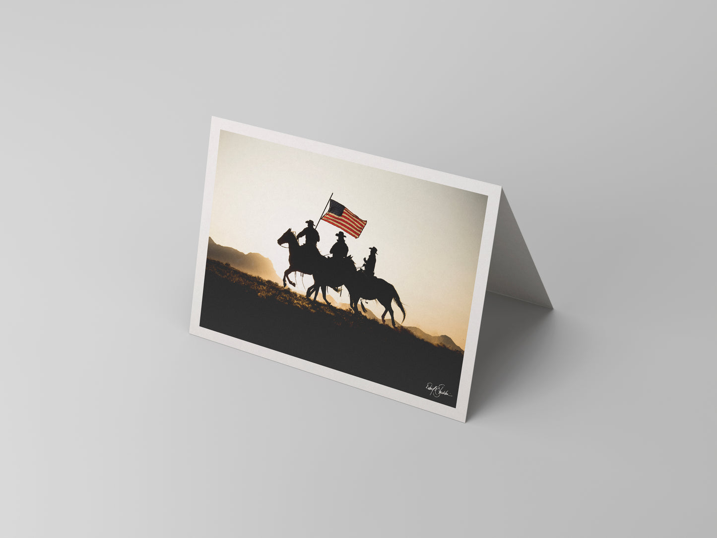 Cowboy note card with an American flag. Western fine art photography by David Stoecklein.