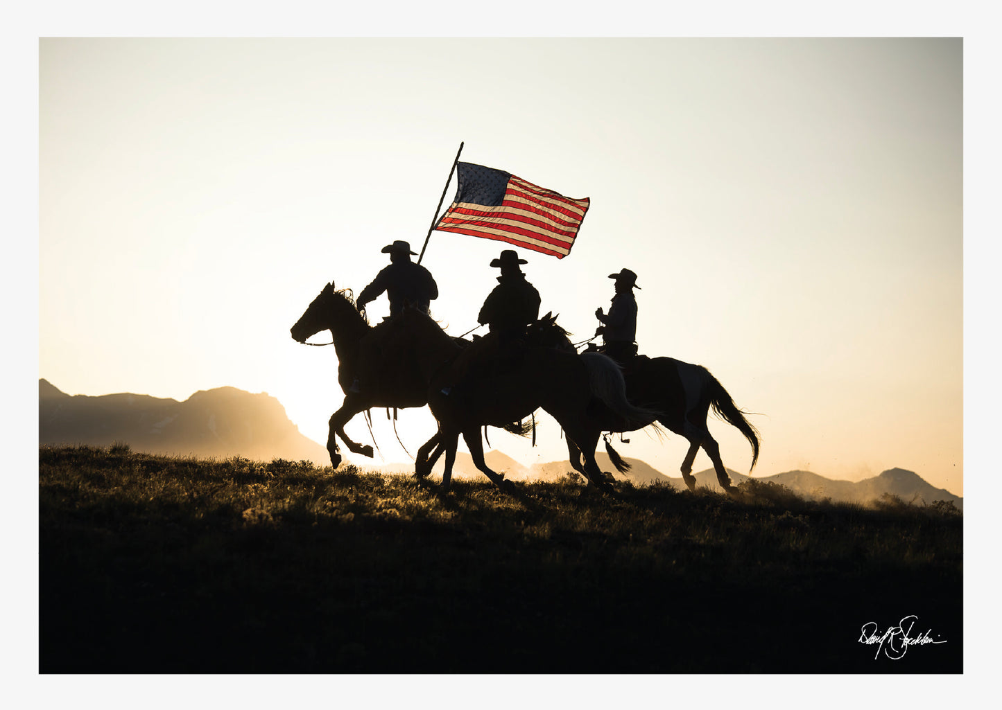 Cowboy note card with an American flag. Western fine art photography by David Stoecklein.