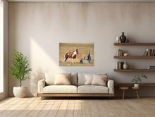 Load image into Gallery viewer, A cowgirl soaks in a tub with her horse at her side. Western fine art by David Stoecklein.
