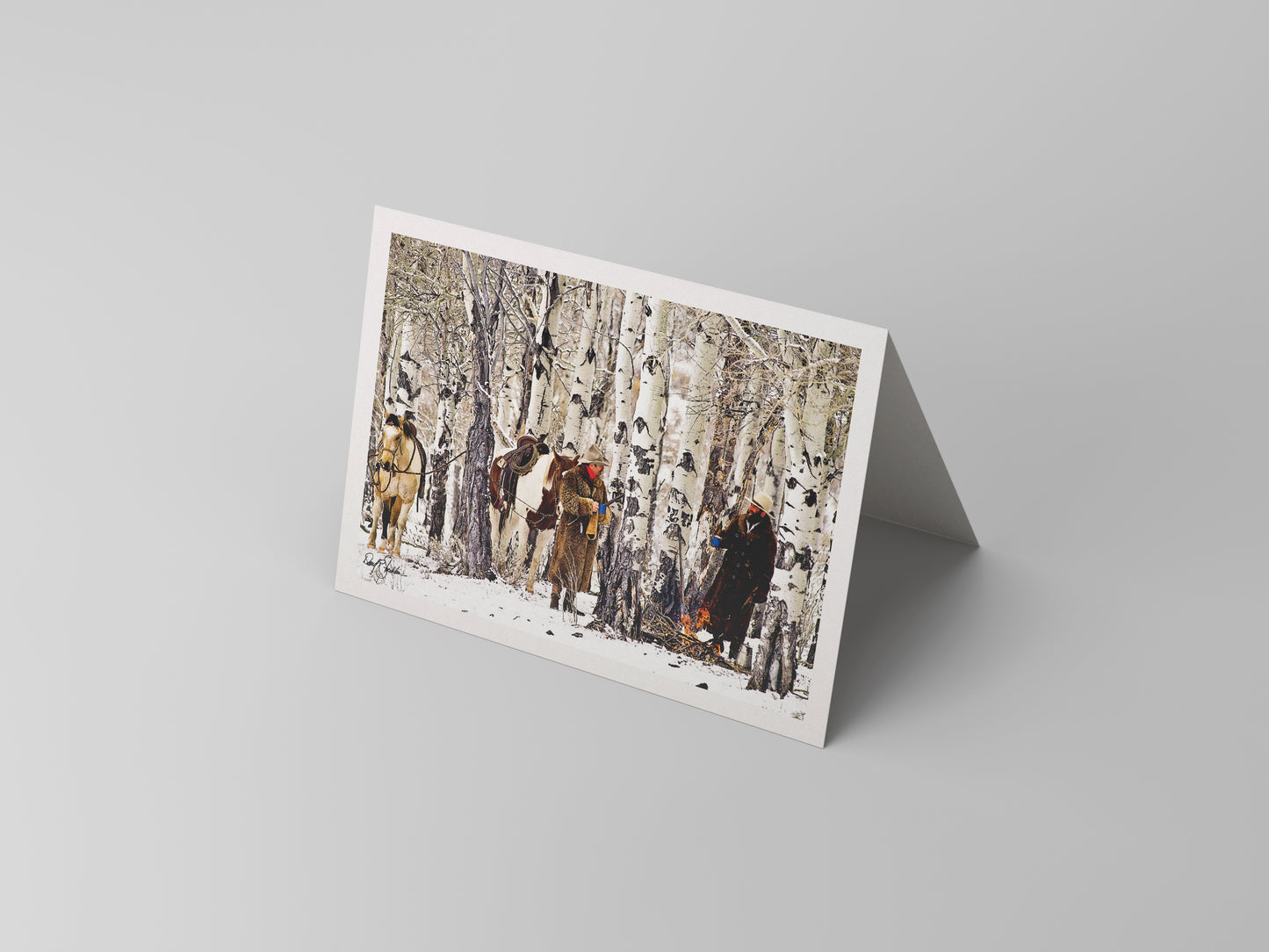 A winter, cowboy note card featuring the western fine art photography of David Stoecklein.