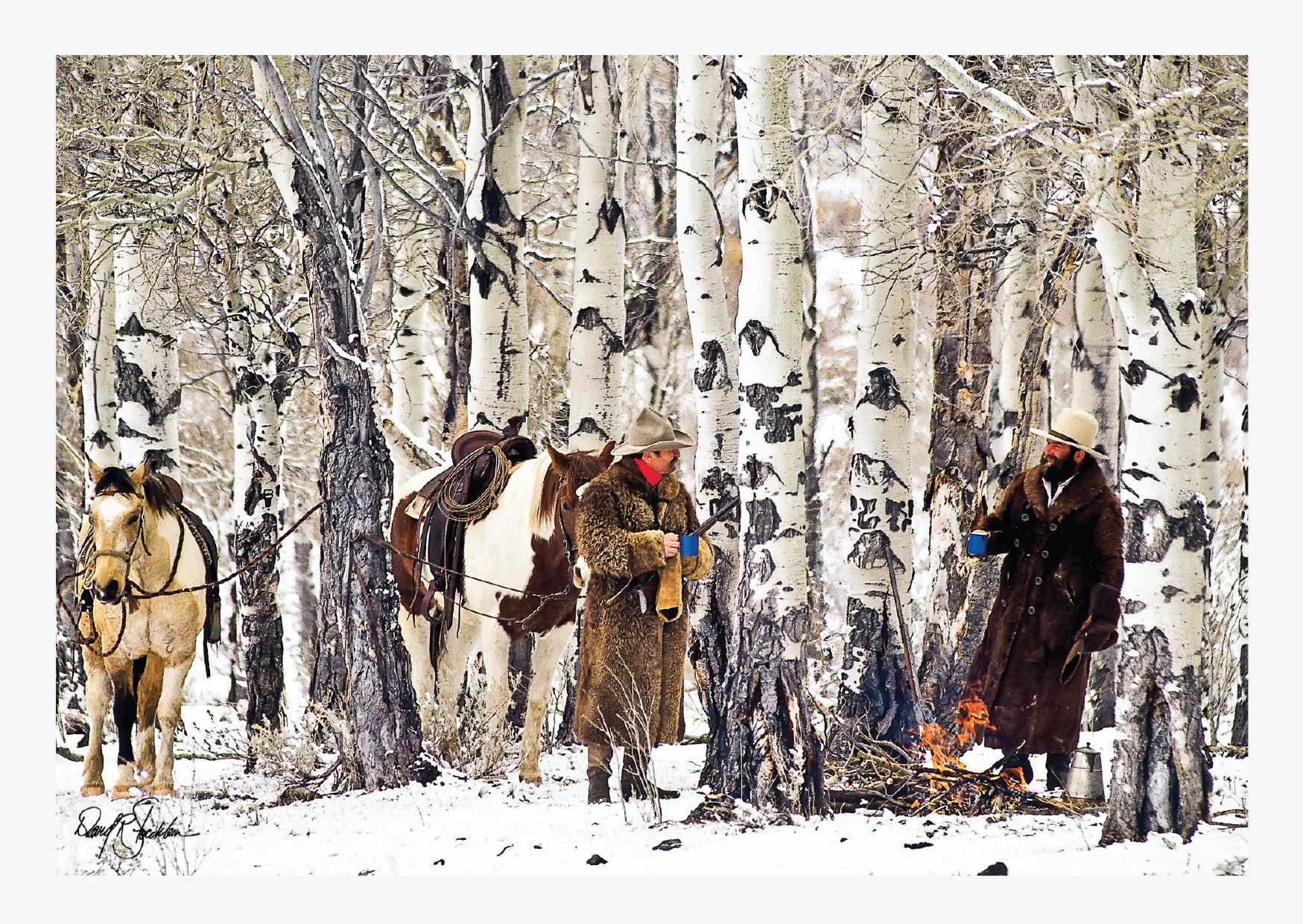 A winter, cowboy note card featuring the western fine art photography of David Stoecklein.