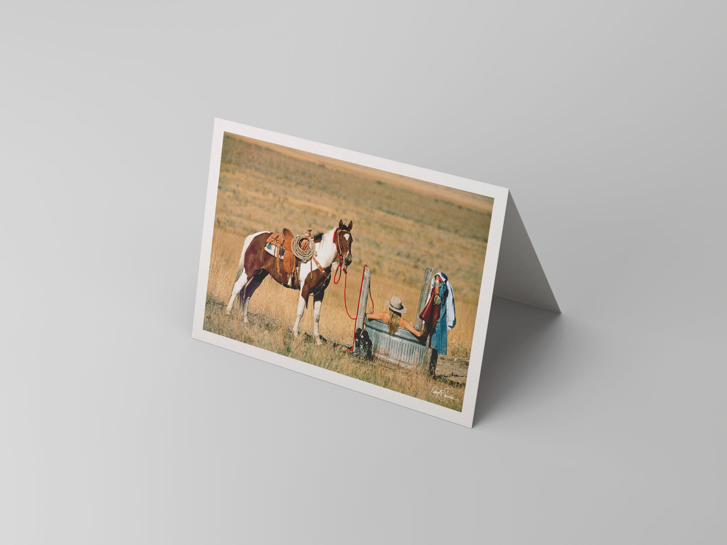 A cowgirl and her horse. Note cards with western fine art imagery by David Stoecklein.